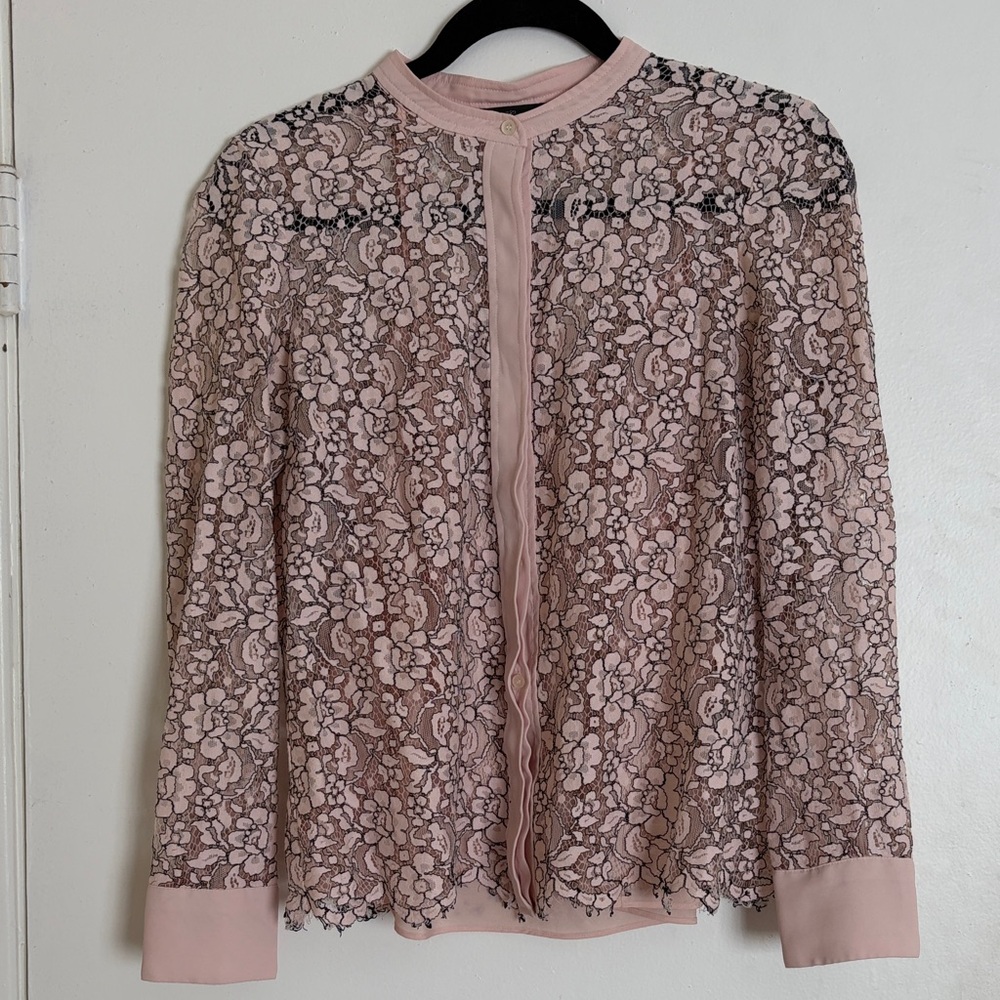 J. Crew Pink Floral Lace Blouse